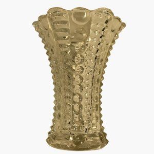 Clear Glass Hobnail Vase Buttons Scalloped Edge 5 Inch